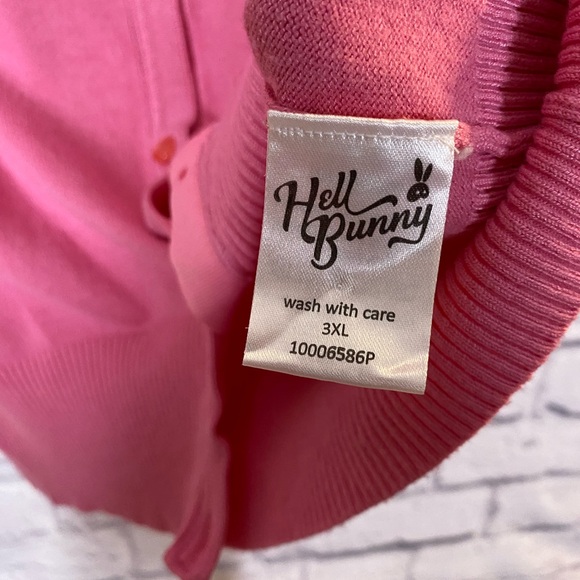 Hell Bunny Pink Cropped Short Sleeve Cardigan Sweater Plus Size 3XL - Picture 6 of 8